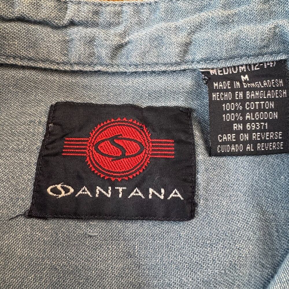 VTG 90s Y2K Santana Denim Boy's Button Down Long Sleeve Shirt Youth Sz 12-14 - Picture 2 of 5